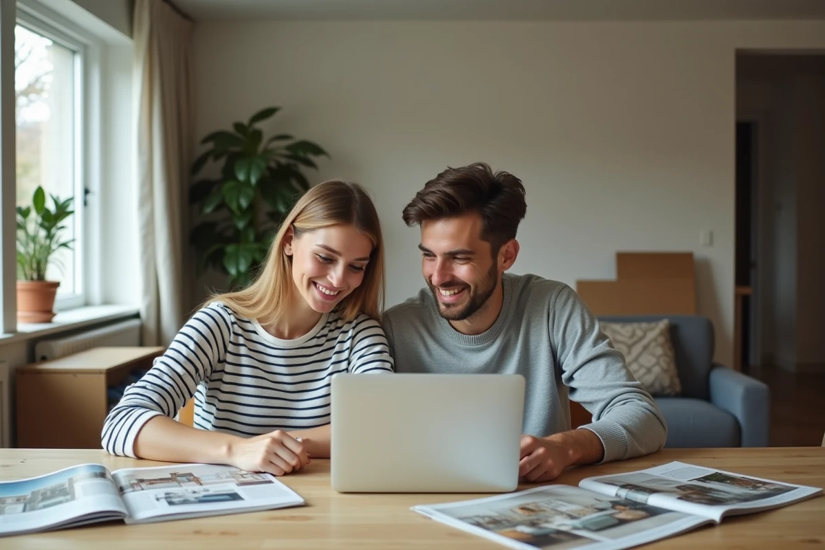 Couple comparant des devis de décorateurs d'intérieur à domicile pour optimiser leur budget rénovation et décoration sans sacrifier le style
