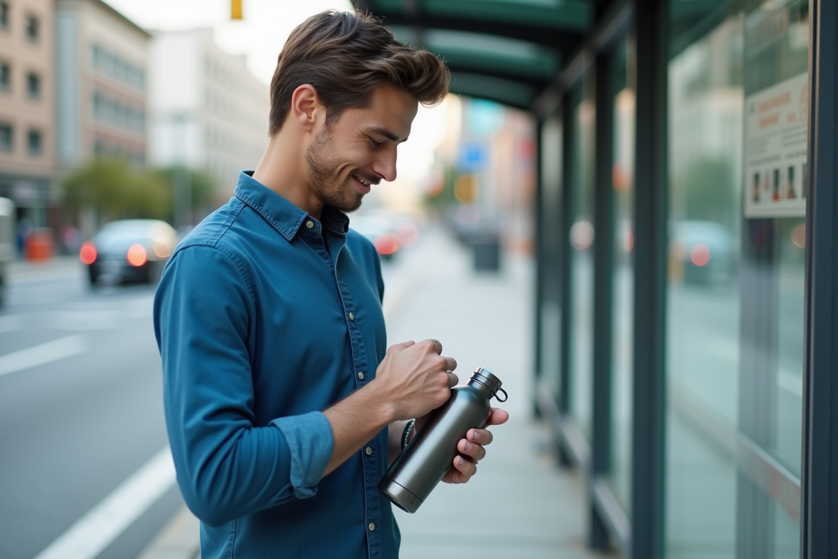 Jeune homme vérifiant sa montre à l