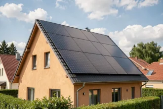 Kit solaire autoconsommation 4 panneaux installé sur le toit d'une maison individuelle